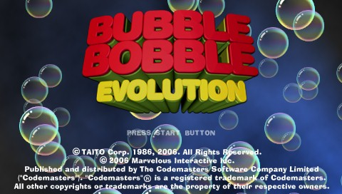 Bubble Bobble Evolution title screen for PSP